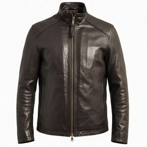 ANDREW MARC MARC NY Men's Sleek Black/deep Brown Leather Jacket